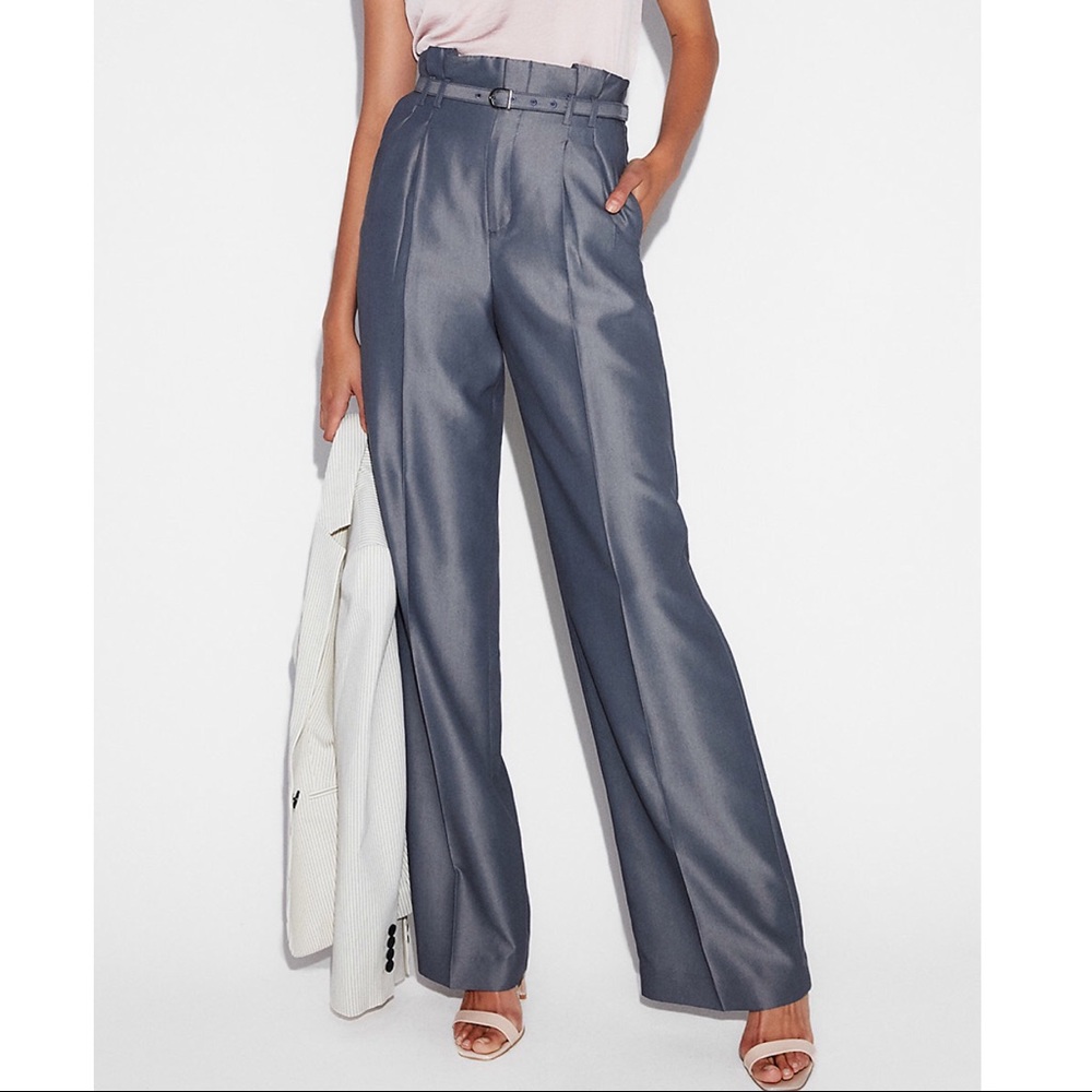 NWT Express Petite High Waisted Belt Wide Leg Pant